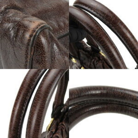 Miu Miu handbag brown leather matelassé gathered - Picture 4 of 11